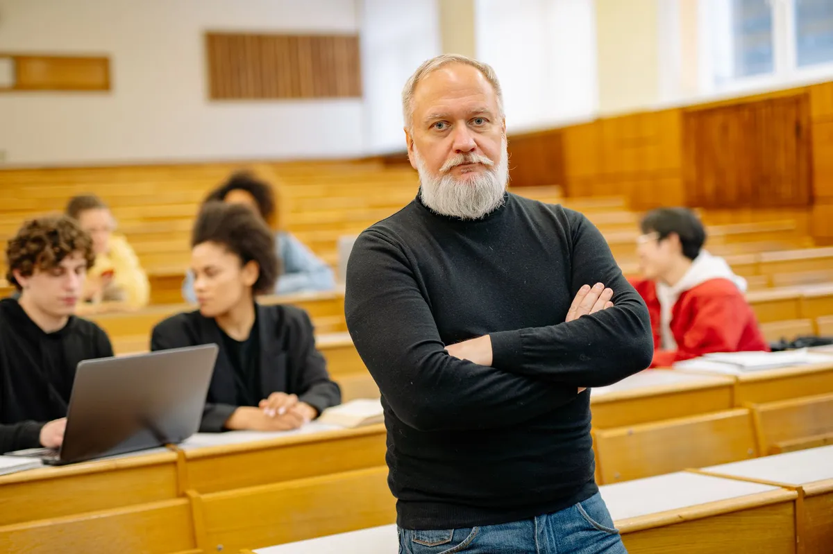 professor teaching in a classroom