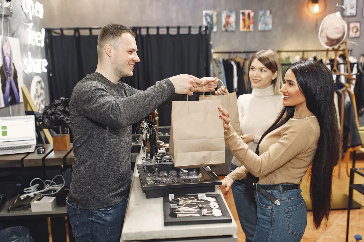 happy customers shopping