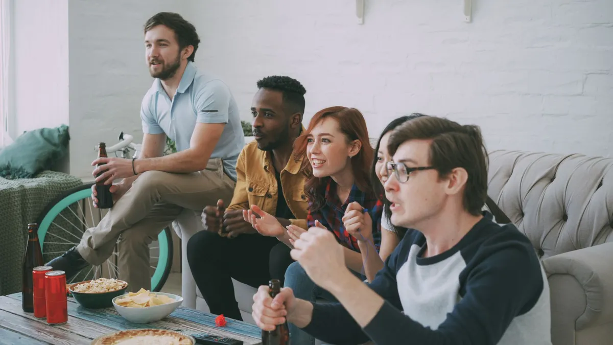 group of friends watching TV