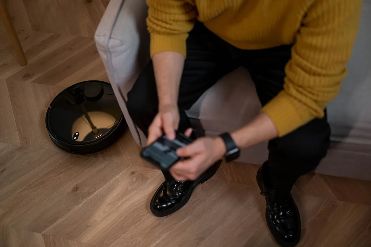 smart vacuum cleaner in home setting