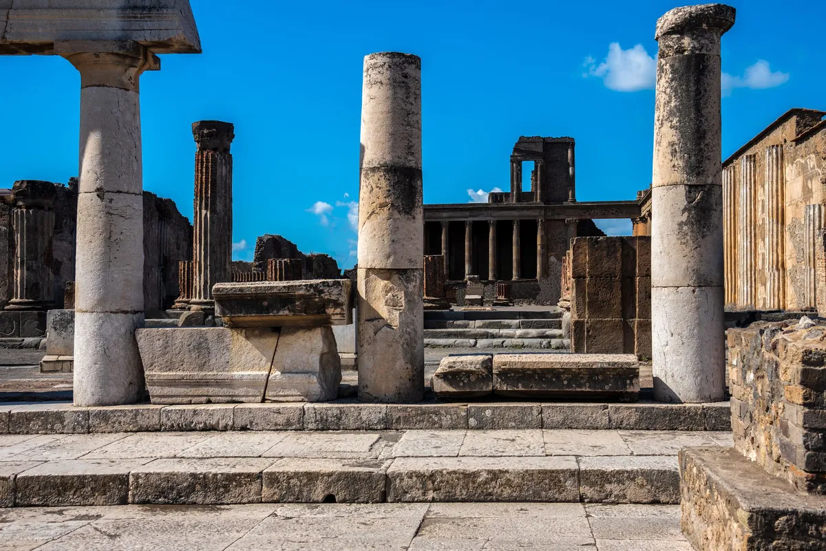 Pompeii ruins at sunrise