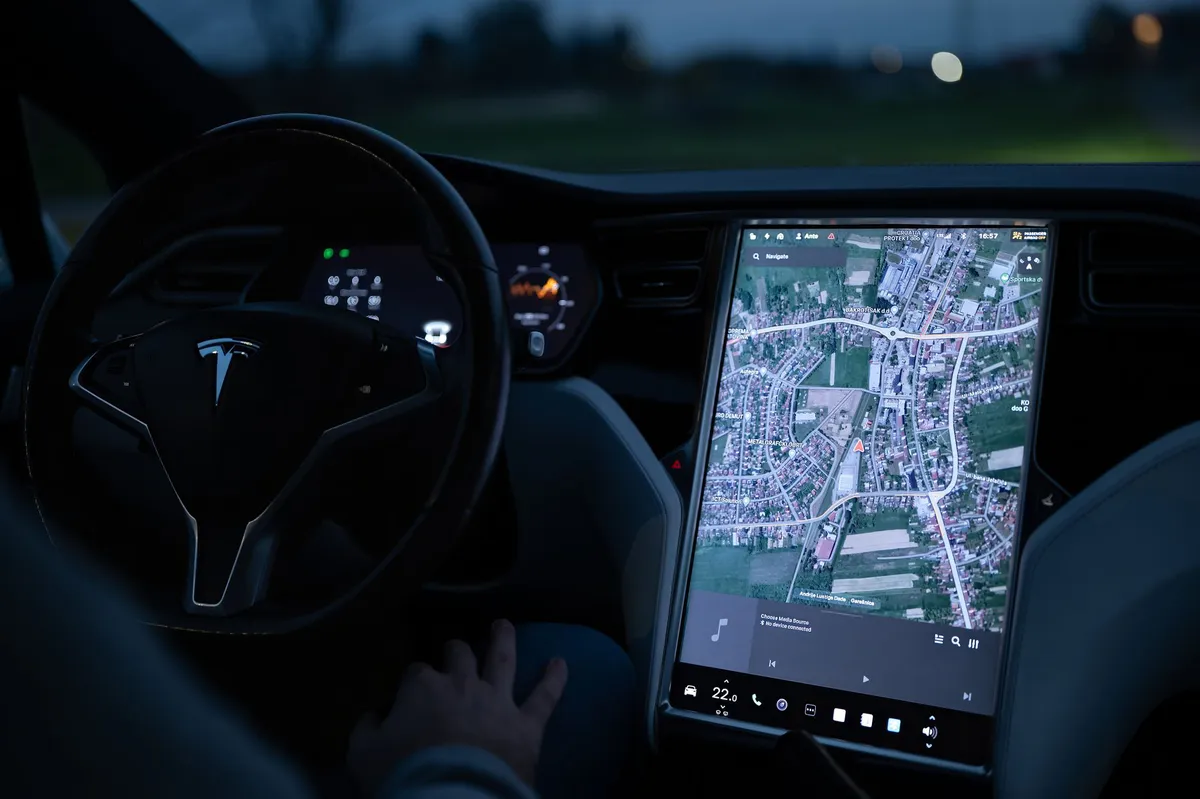 Tesla car on road