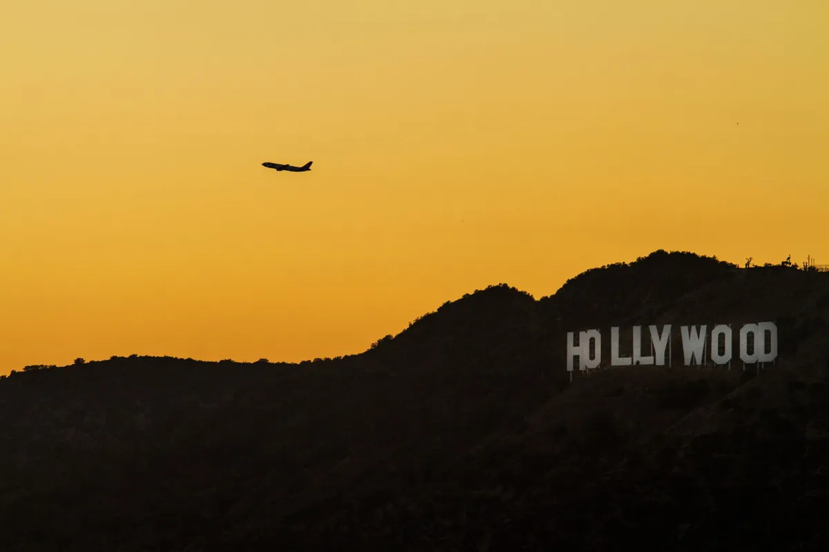 Hollywood skyline at sunset
