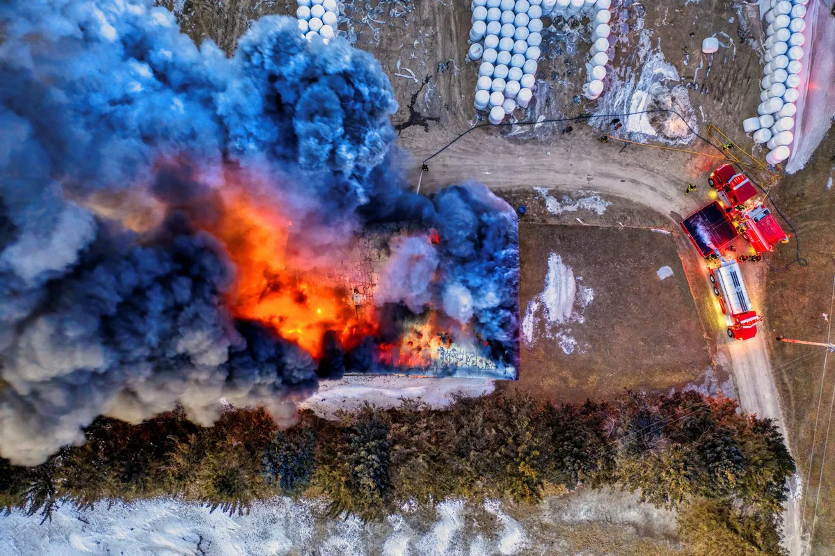 firefighting drone in action