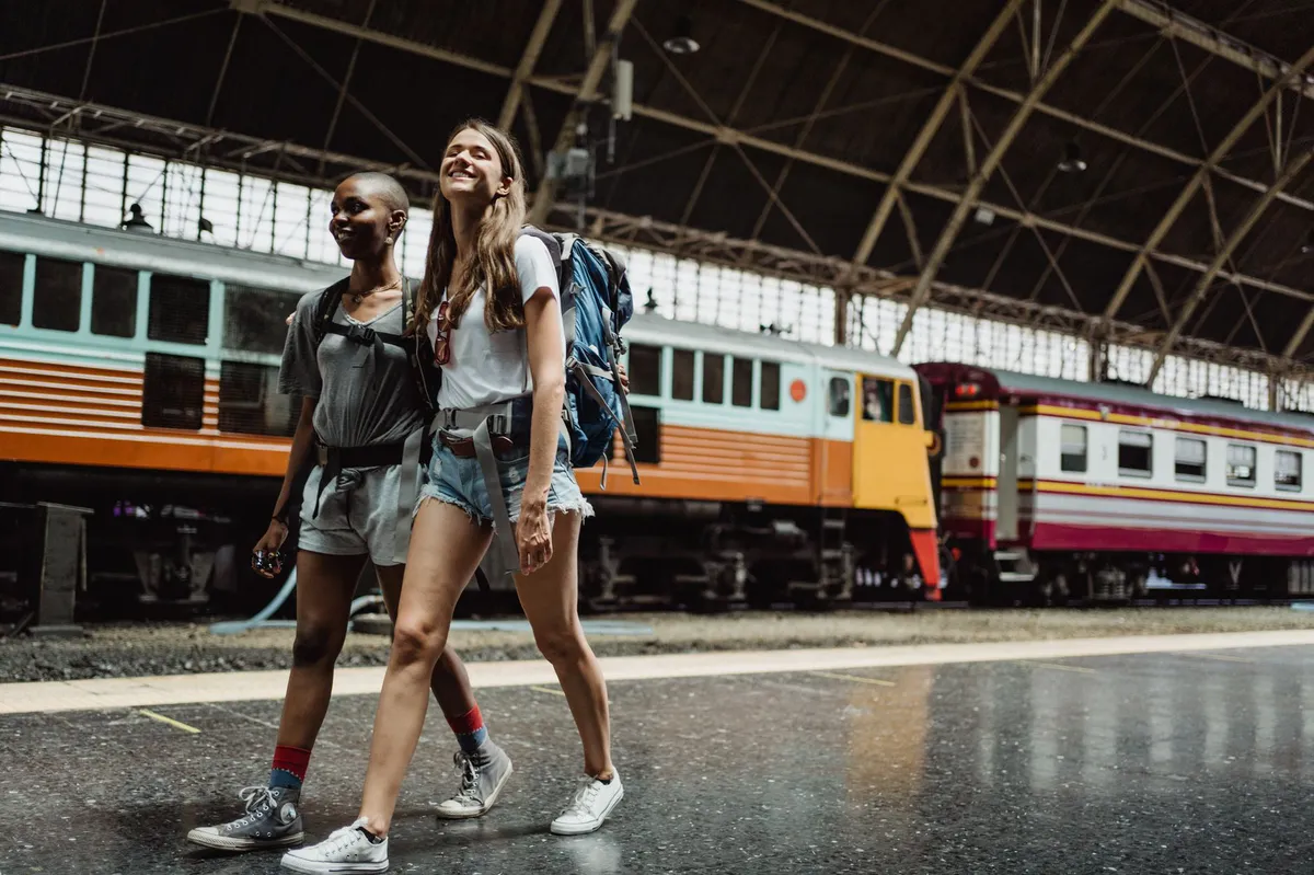 happy travelers exploring destination