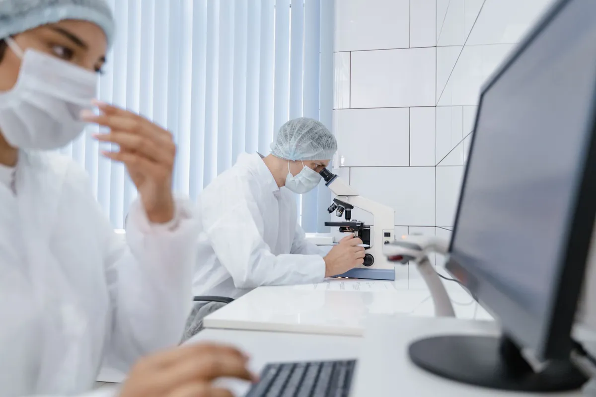 biotech laboratory workers
