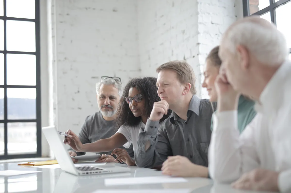team meeting with technology