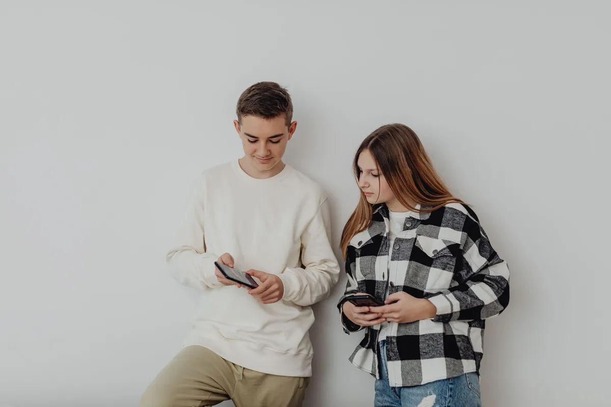 teens interacting with technology