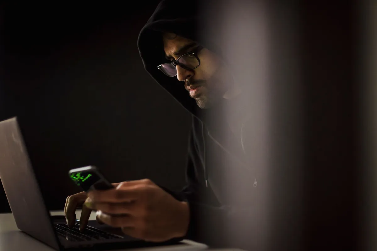 computer hacker working