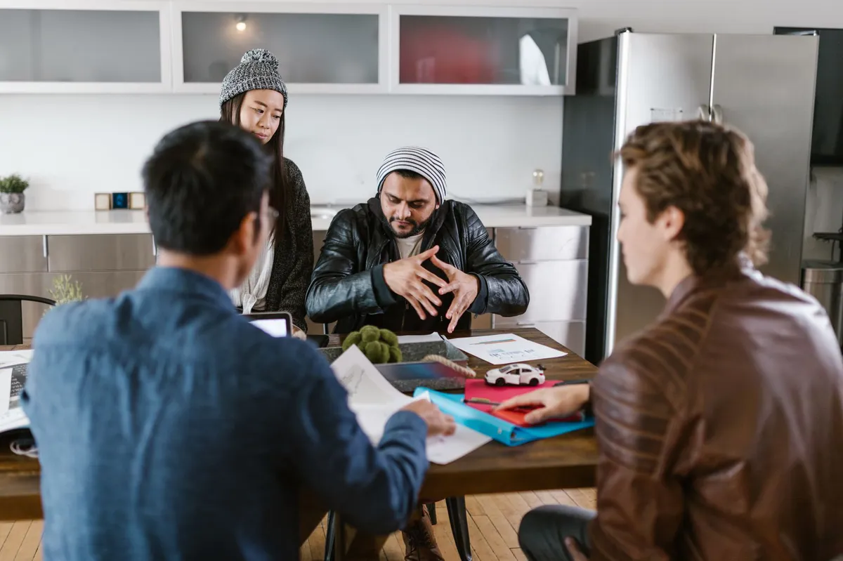 diverse startup team meeting