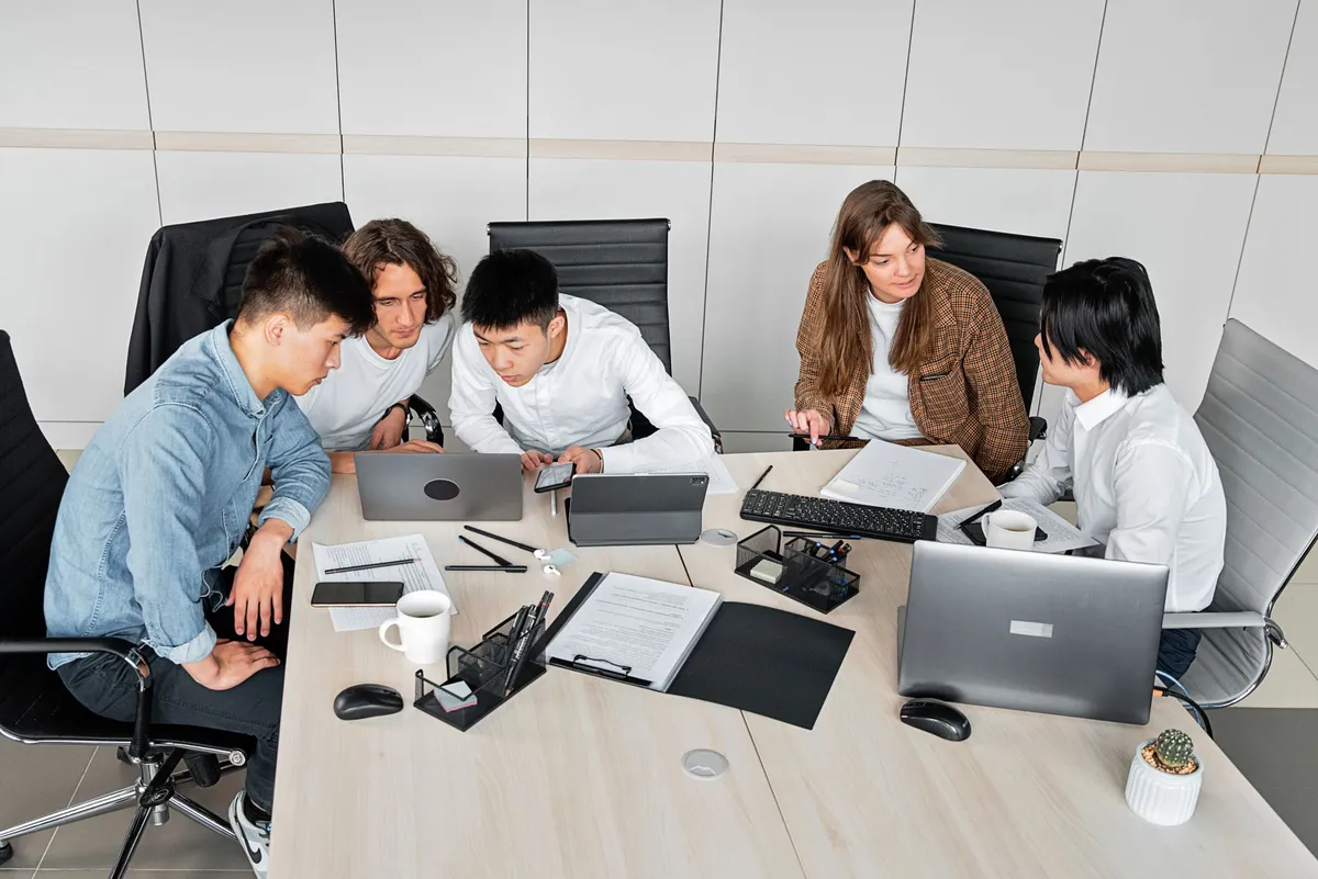 team collaborating on project