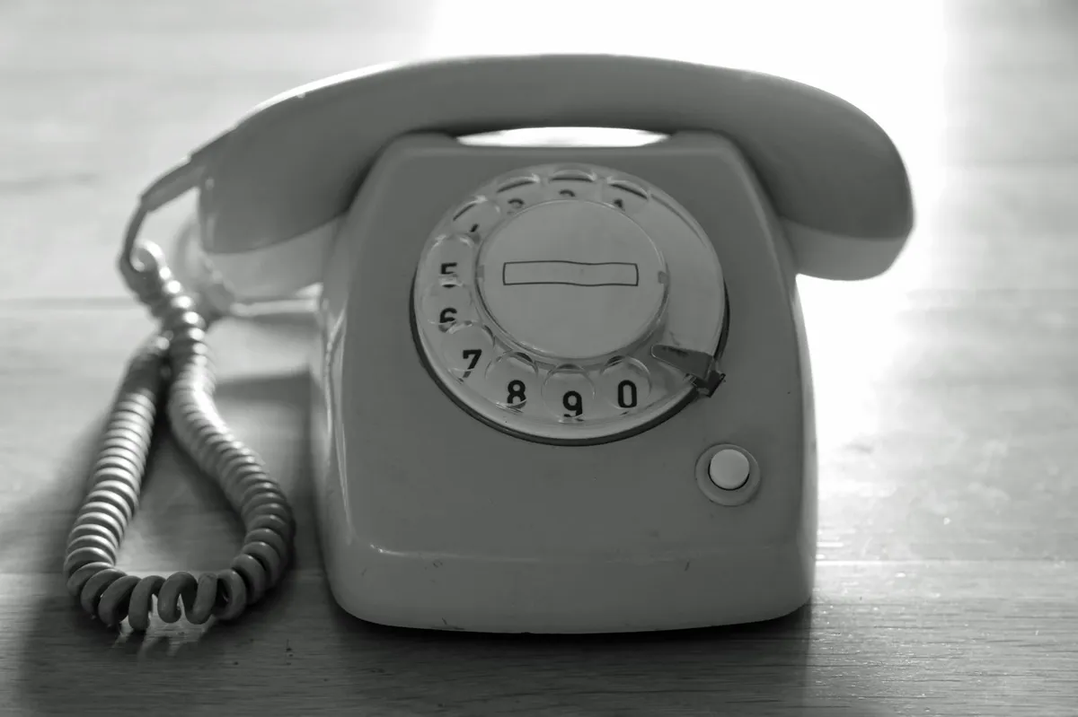 retro landline phone closeup