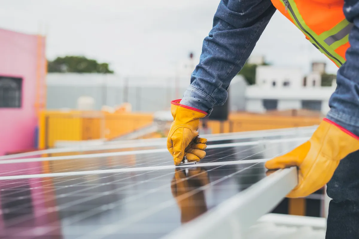 construction site with solar panels