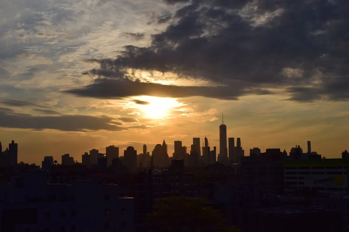 NYC skyline at sunset