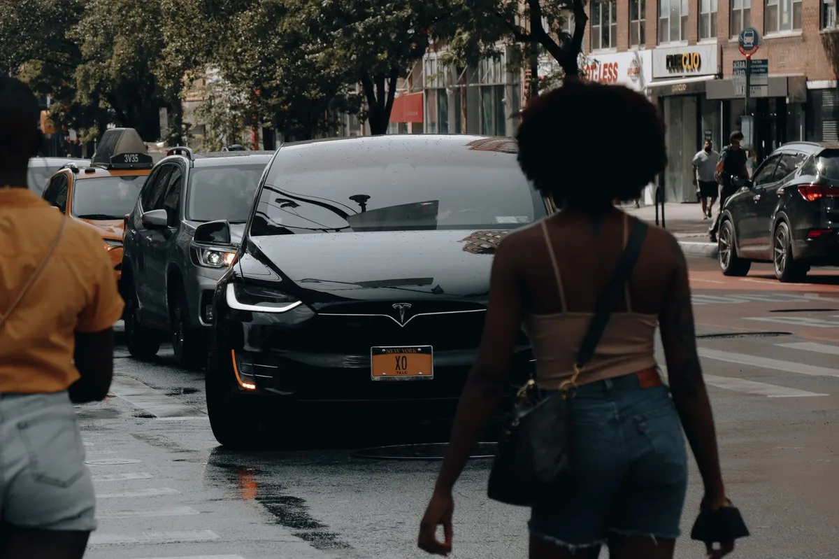 Tesla robotaxi in urban setting