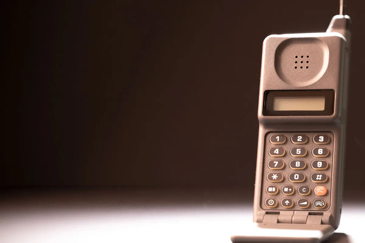 vintage flip phone closeup