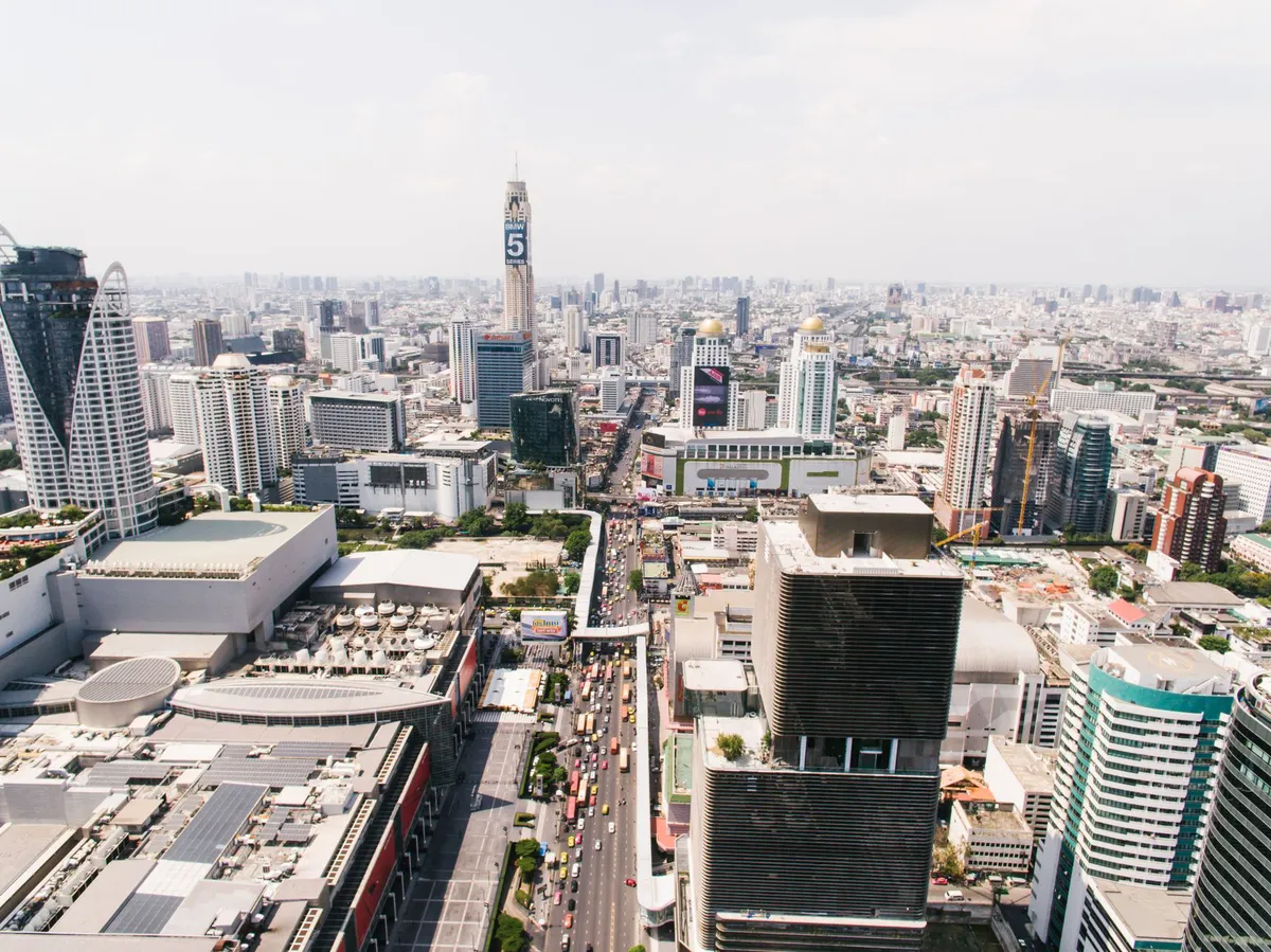 aerial view of a busy urban center