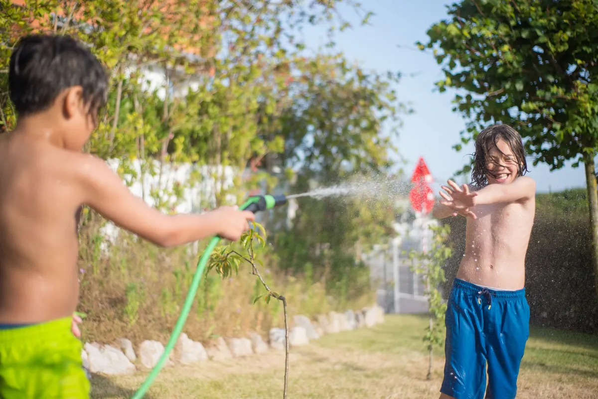 playful water jets from silly sprinkler