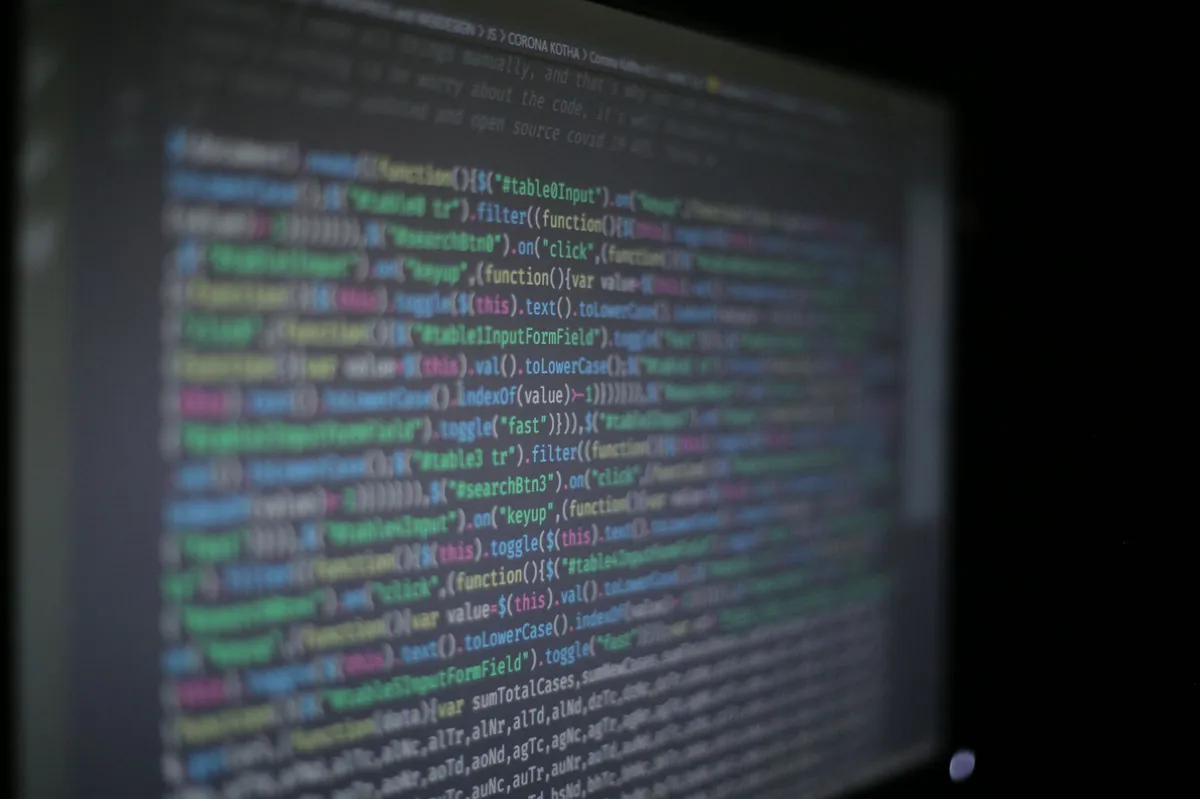 computer screen with code