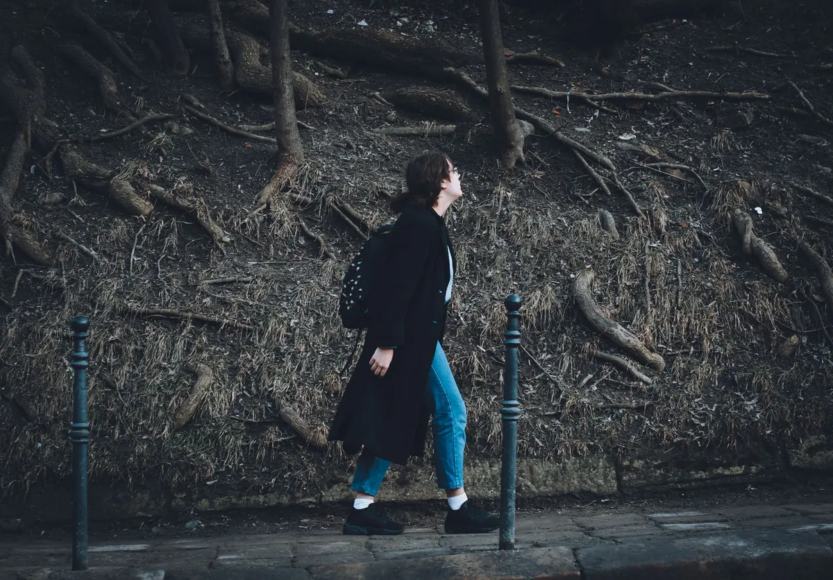 person walking outdoors