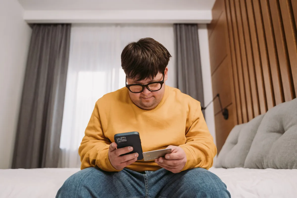 user using mobile banking
