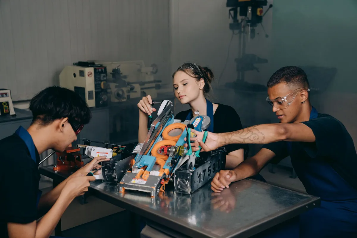 diverse team working on robotics