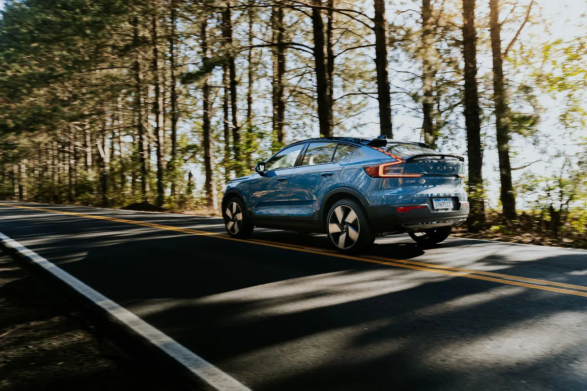 electric vehicle driving on road