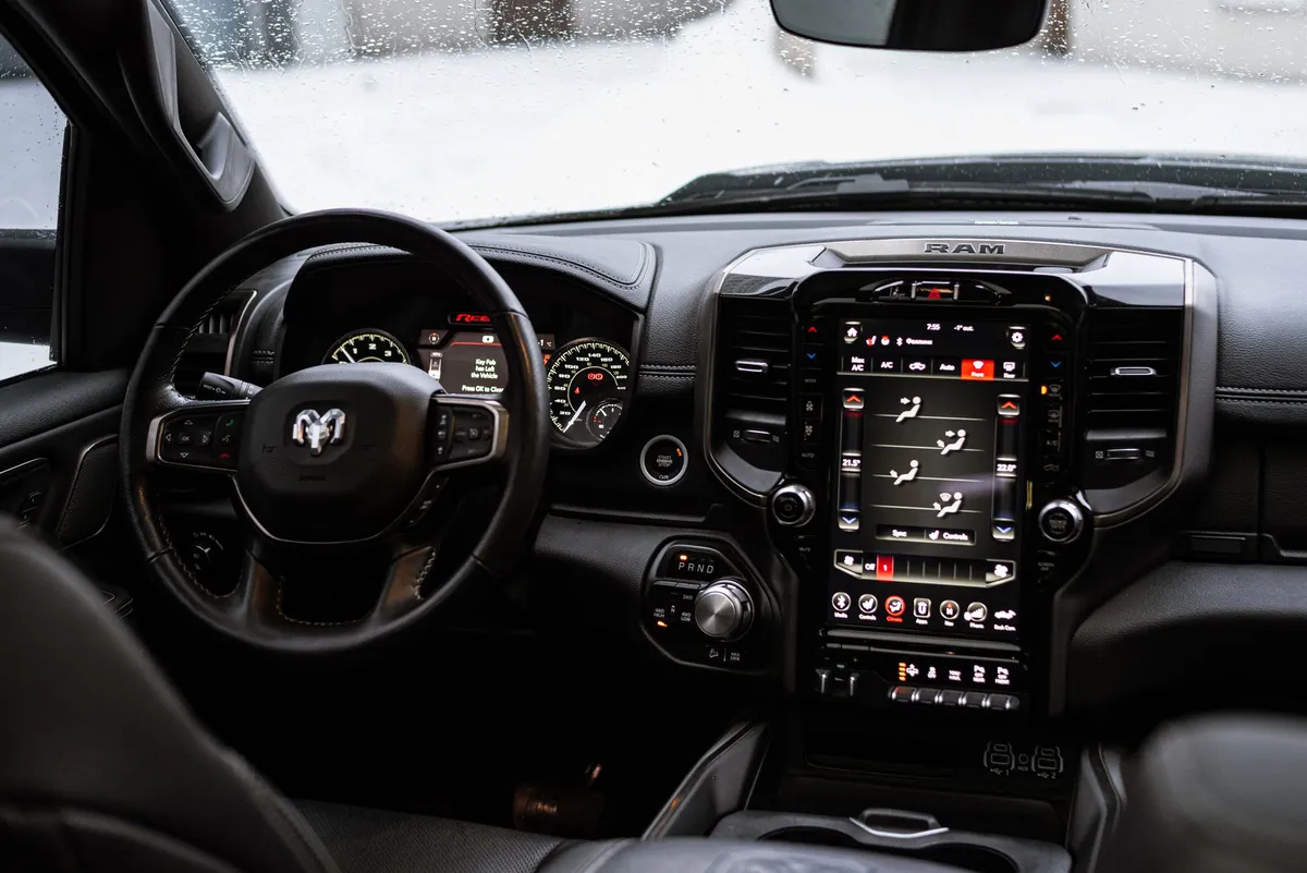 modern electric pickup truck interior