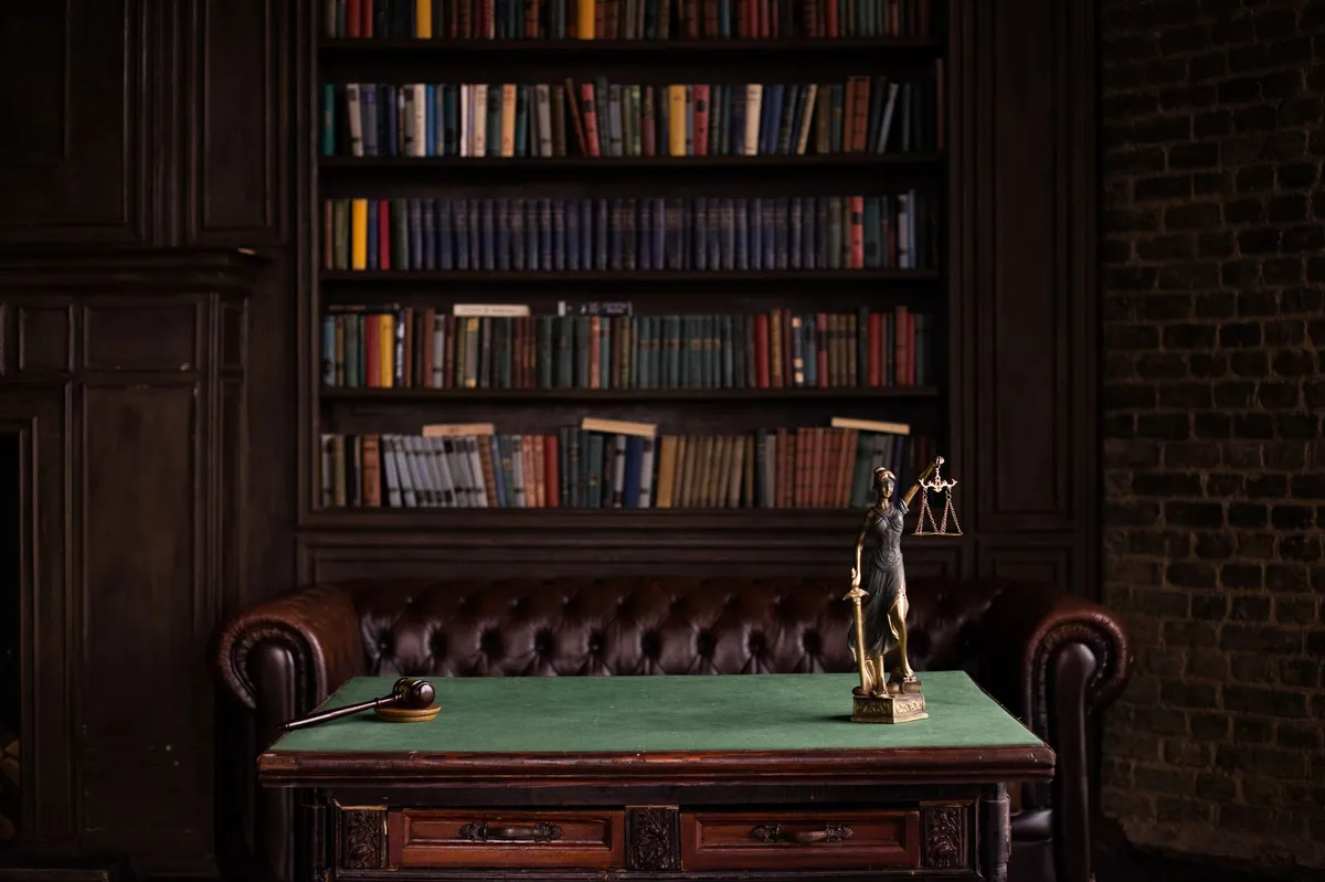 courtroom with legal books