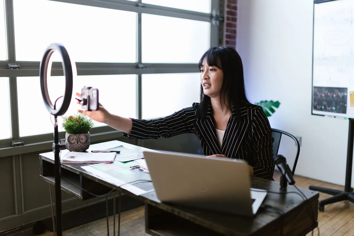 social media influencer at work