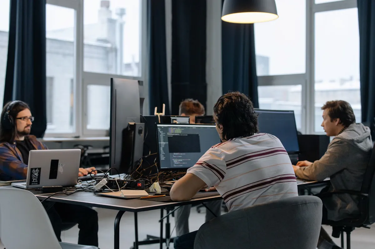 software development team collaborating