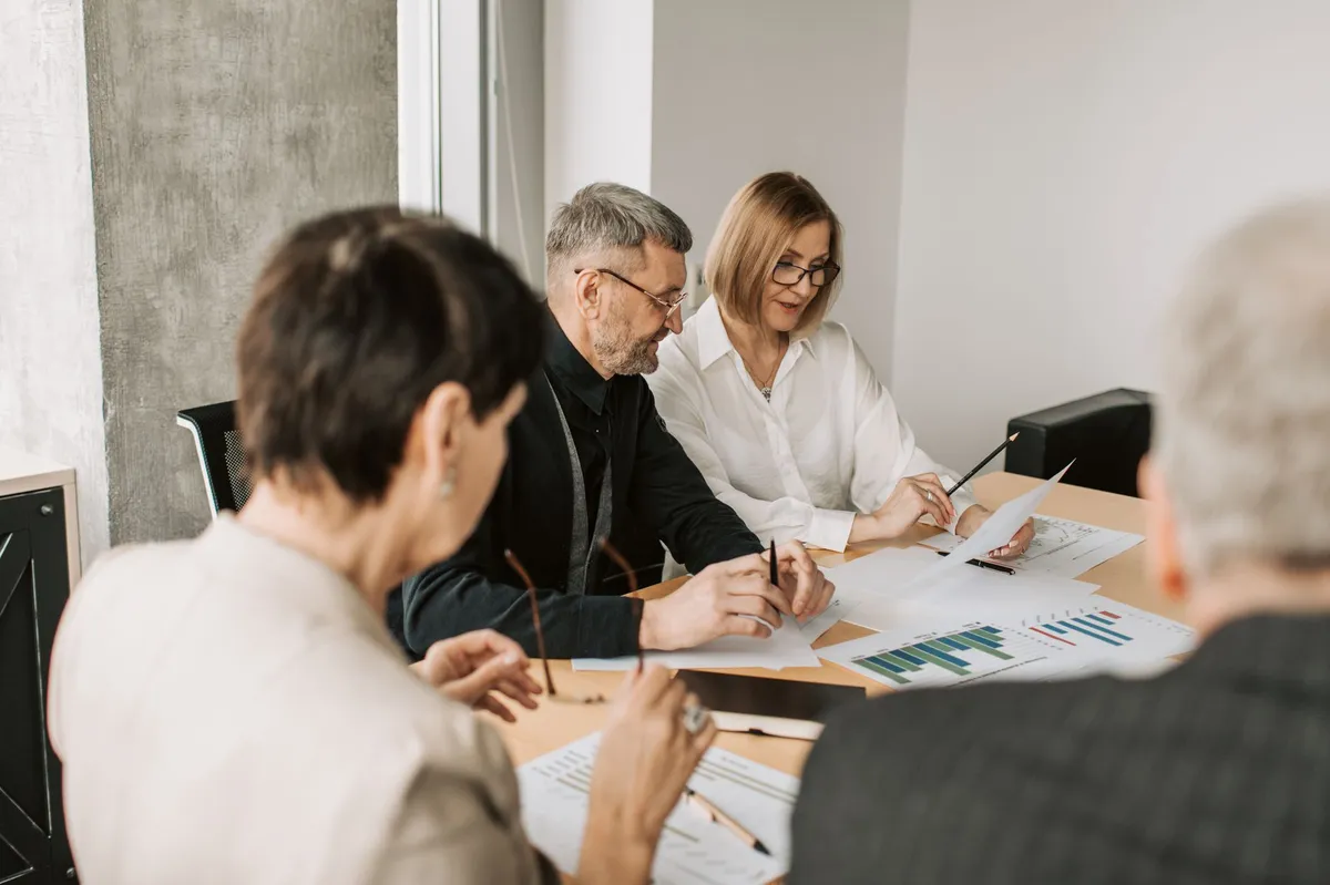 corporate meeting discussing AI
