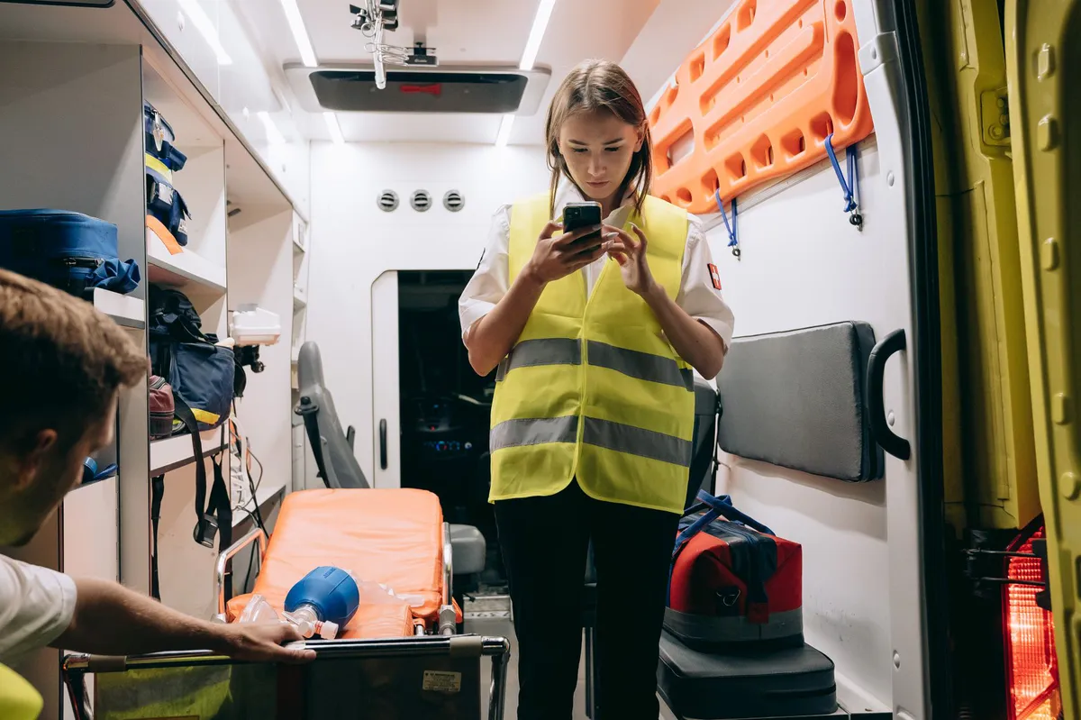 team using technology for rescue