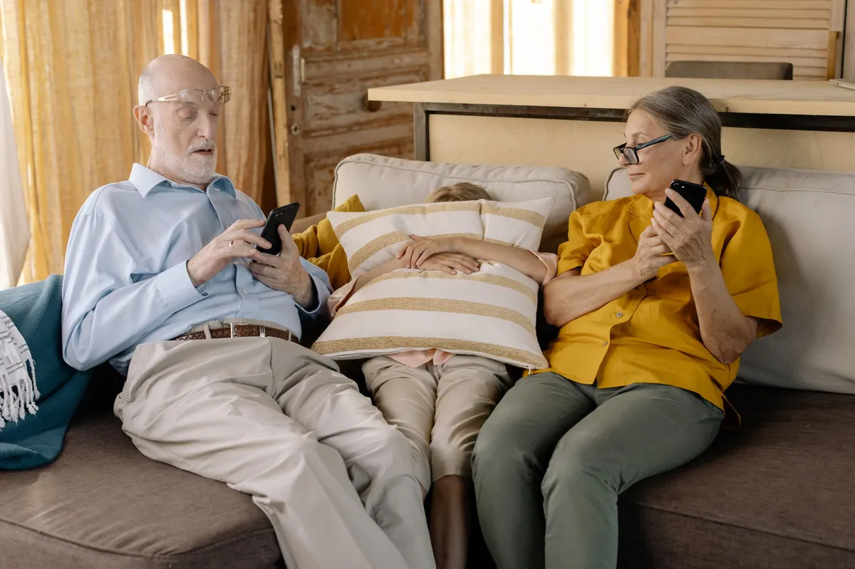 family using technology together