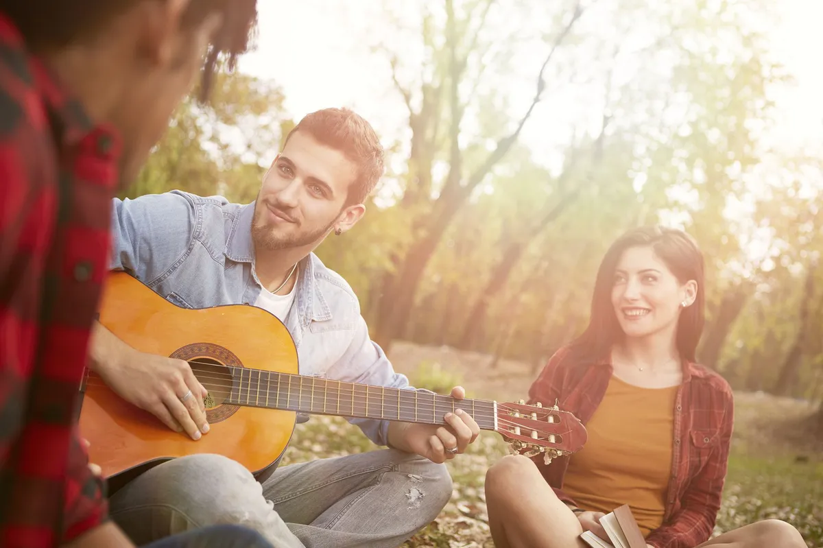 friends enjoying music together