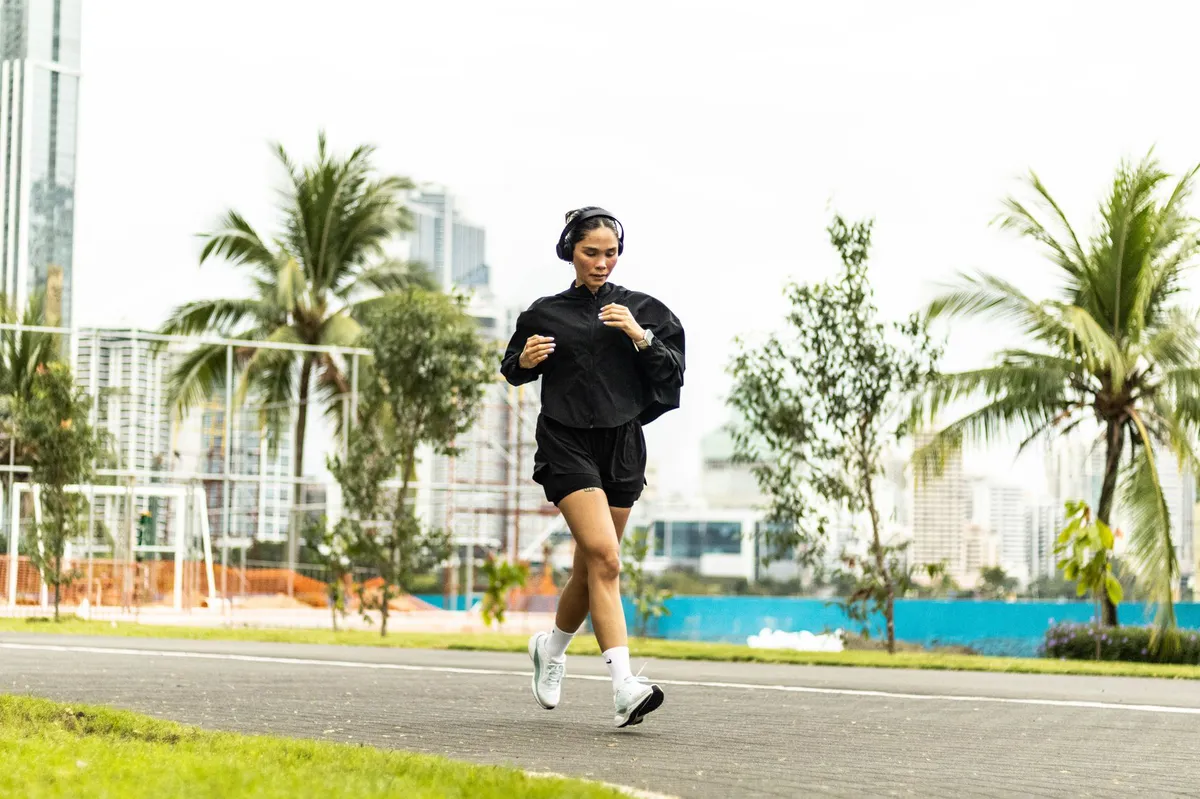 running with headphones
