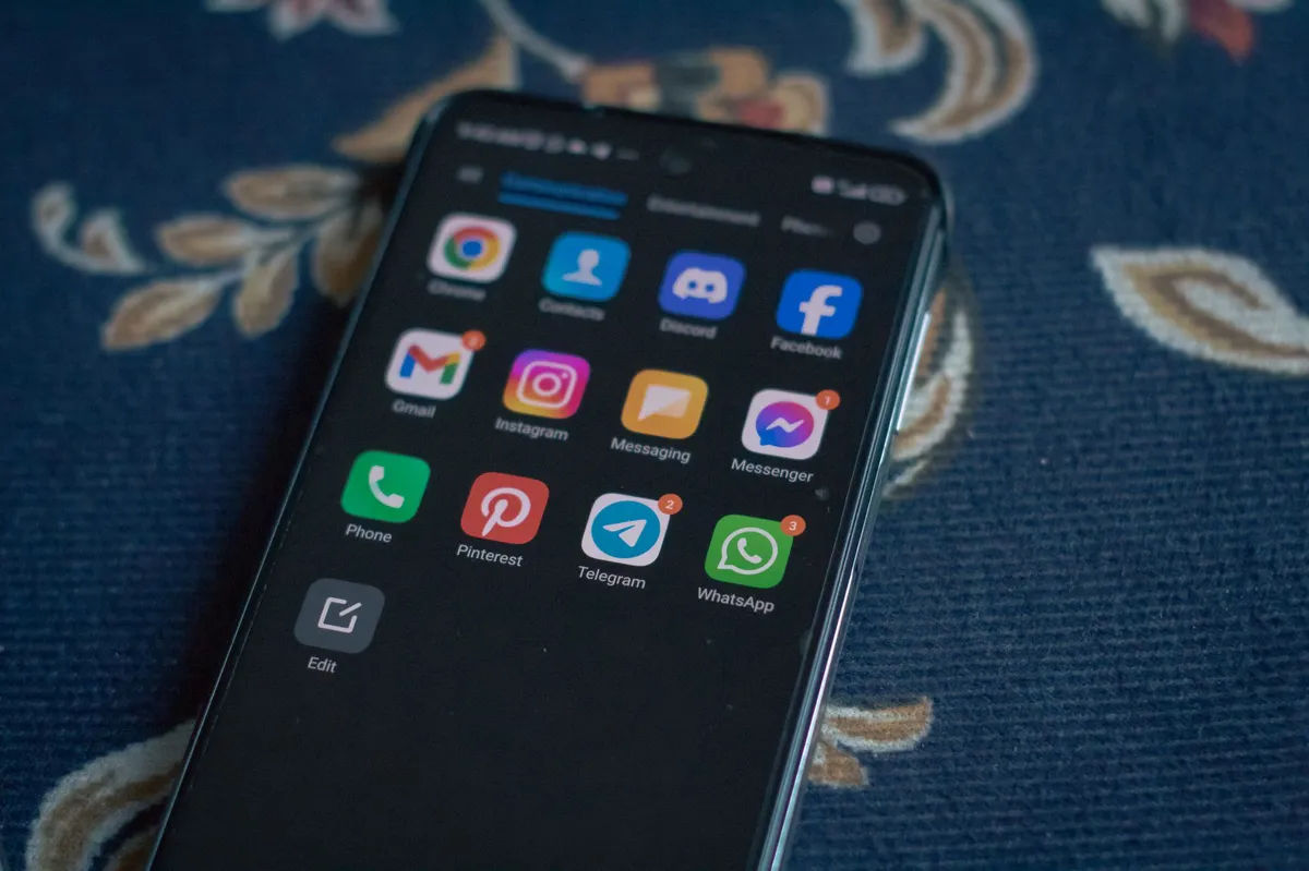 Telegram app closeup