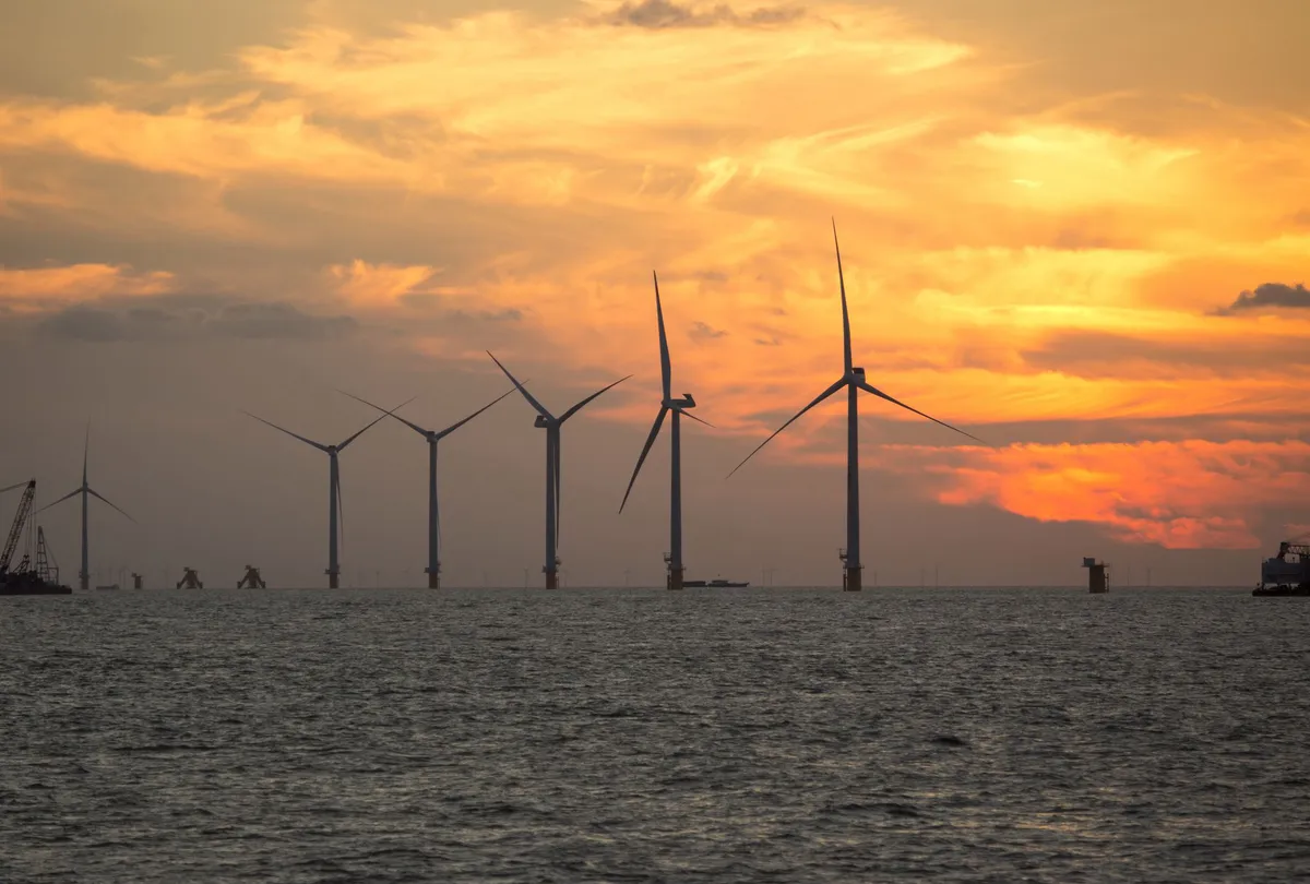 offshore wind farm sunset