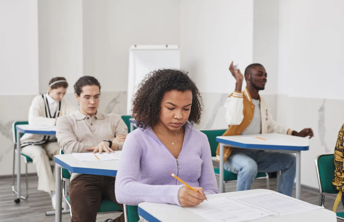 students taking online exams