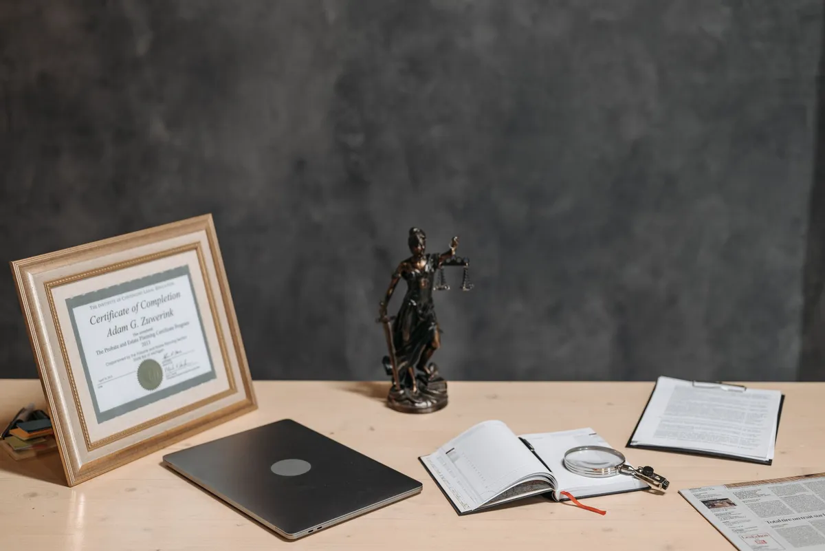 legal documents and laptop