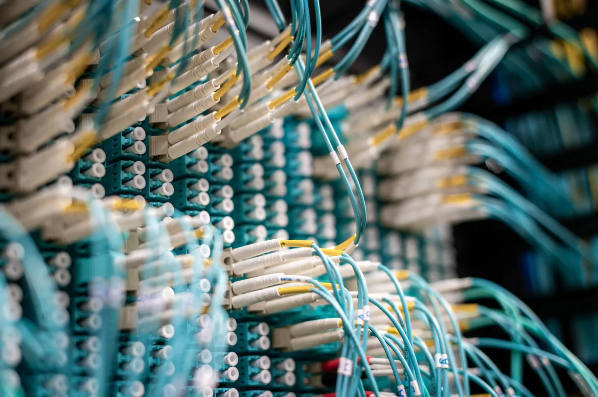 fiber optic cables closeup