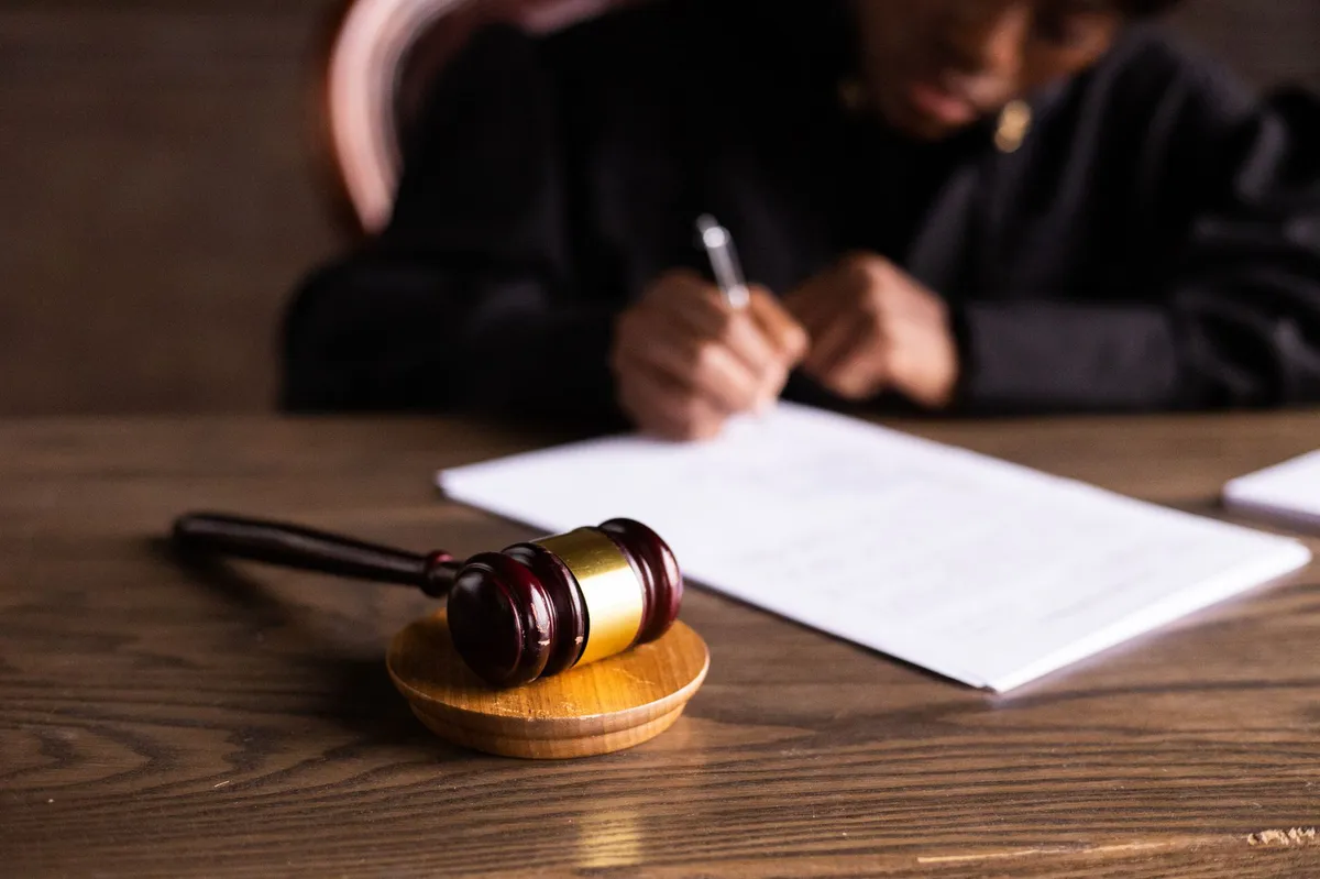 legal document with gavel