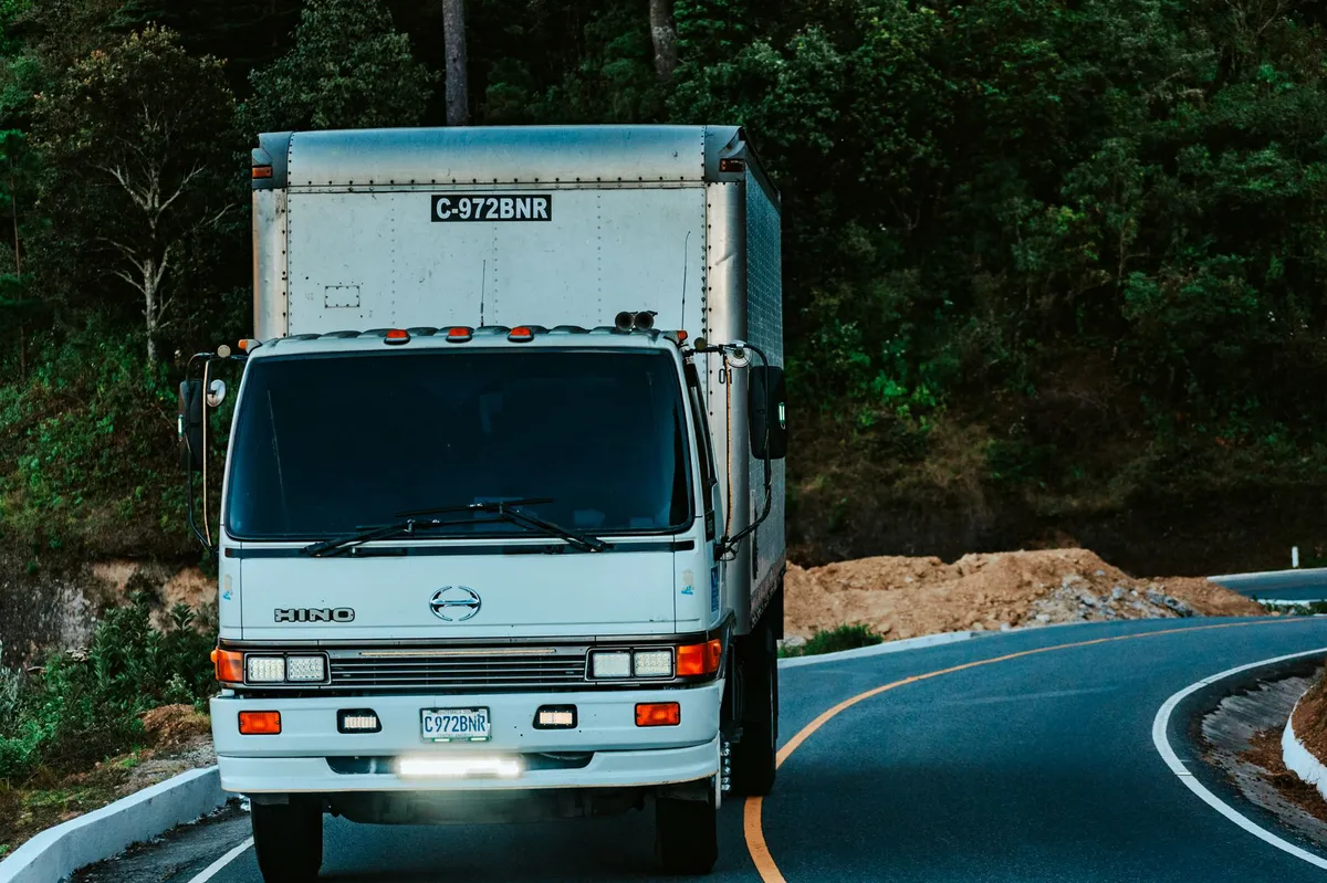 self-driving truck on highway