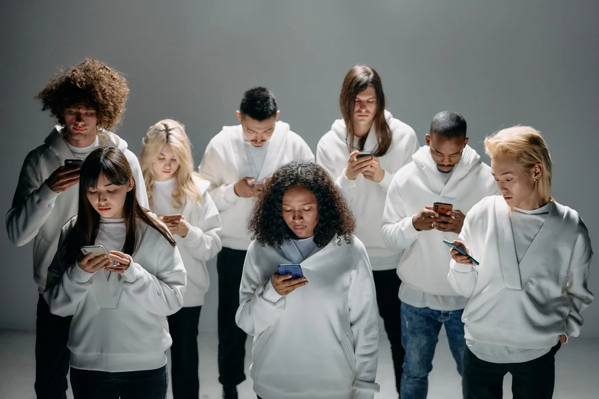 diverse smartphone users