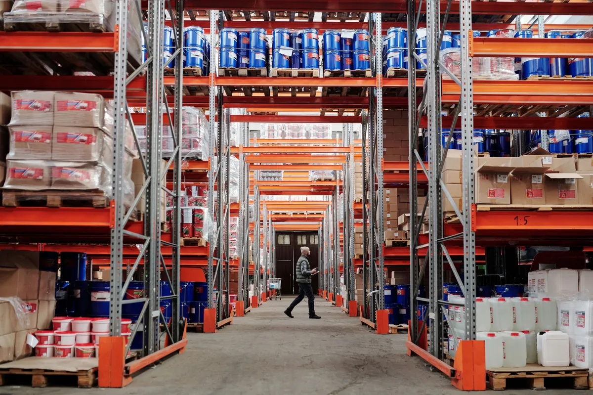 dark store warehouse interior