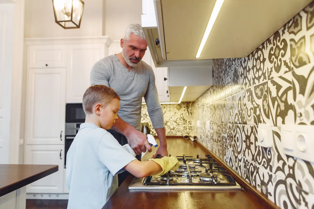 family teamwork in household