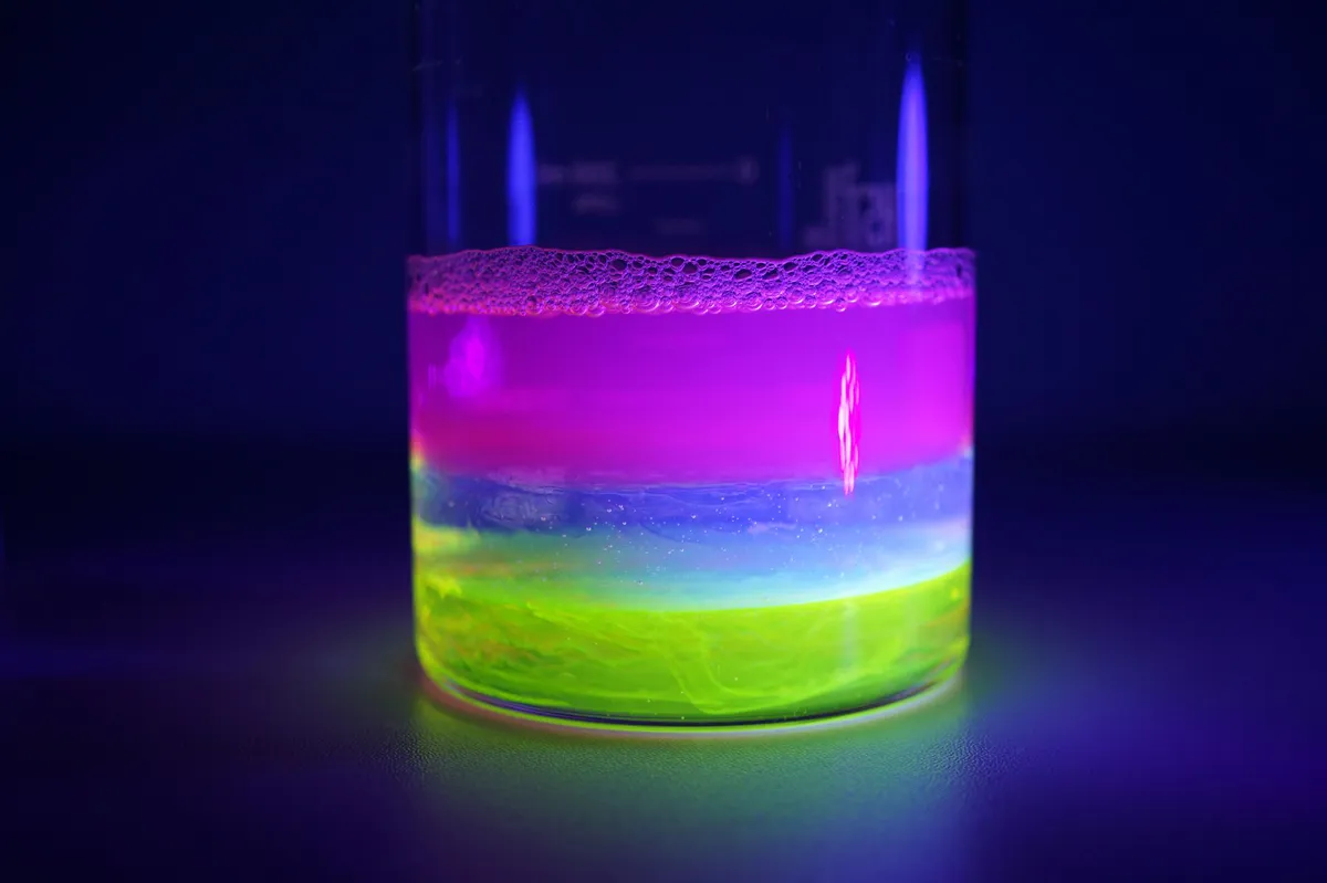 close-up of fluorescent material