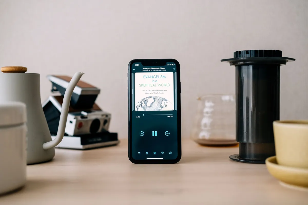 smartphone displaying audio content