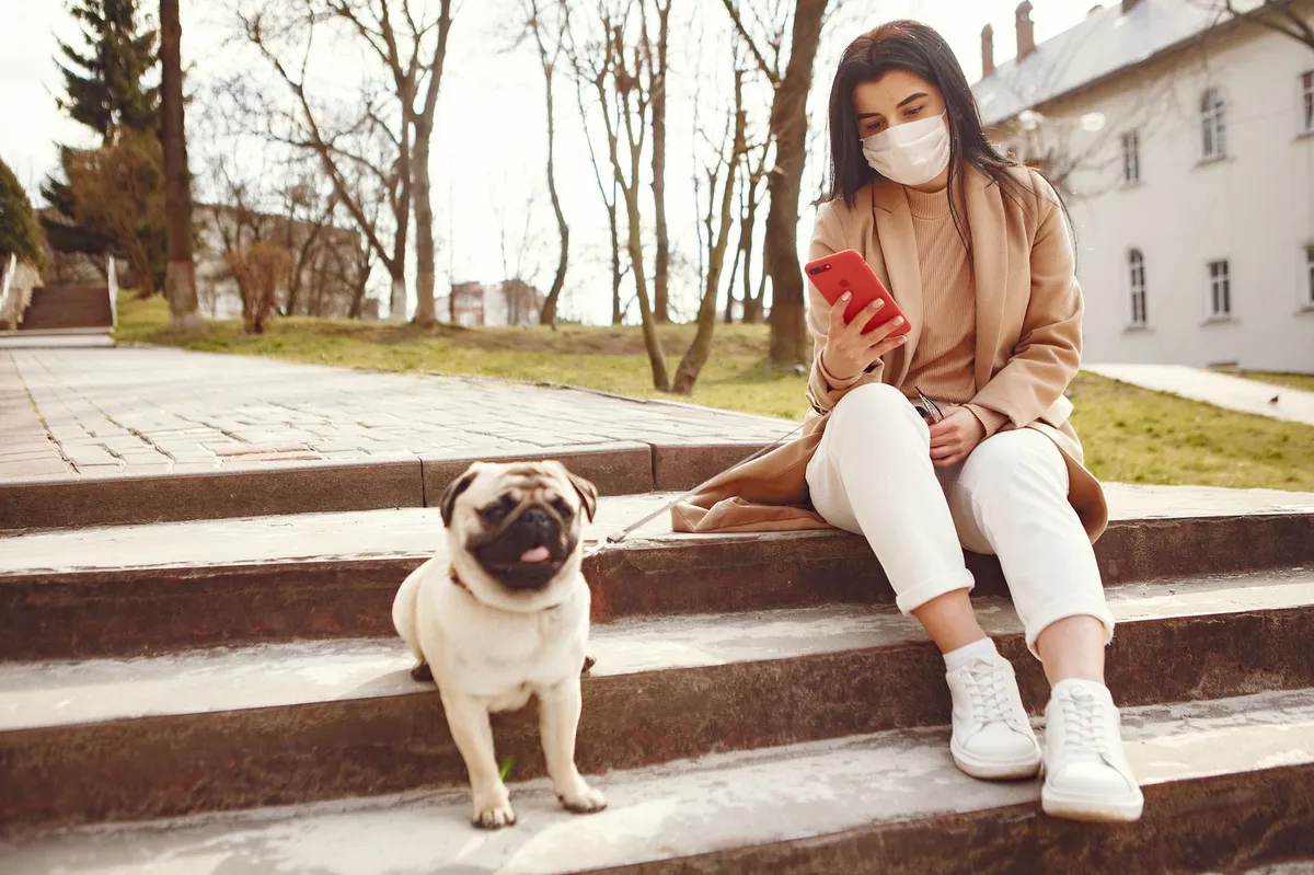 frustrated pet owner checking device