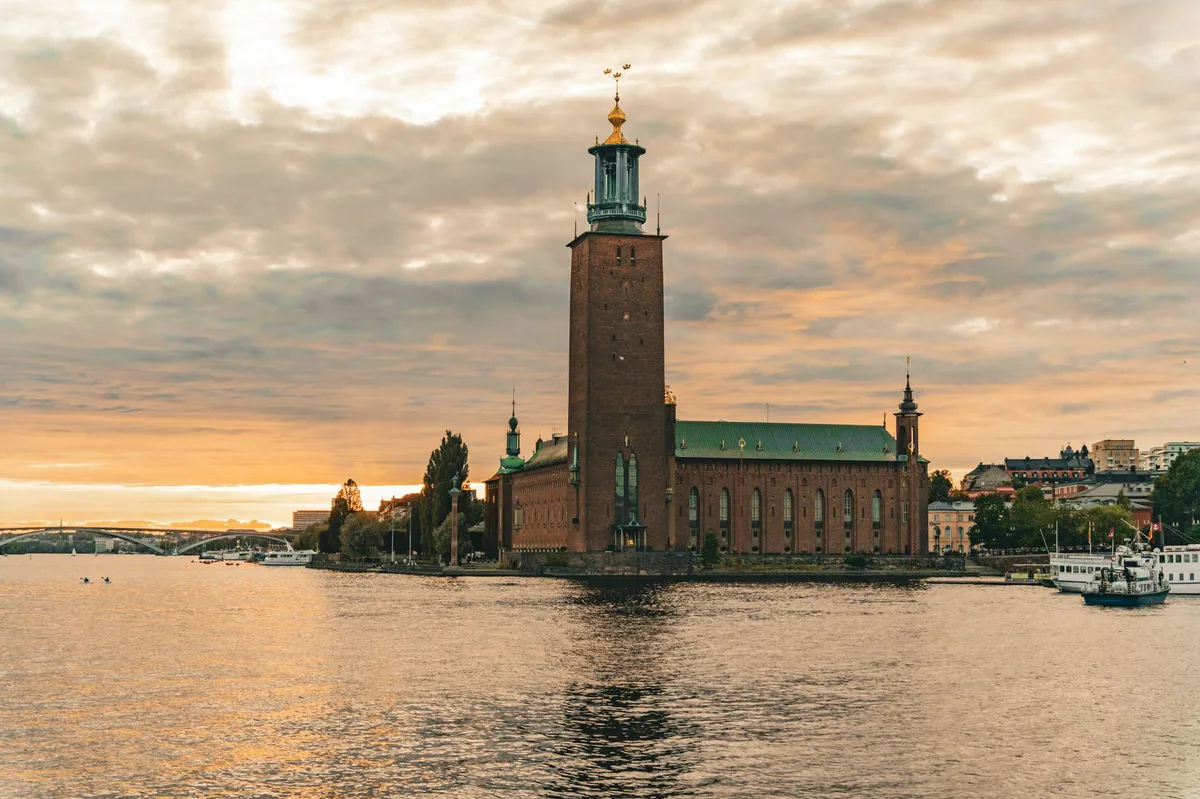Stockholm skyline at sunset